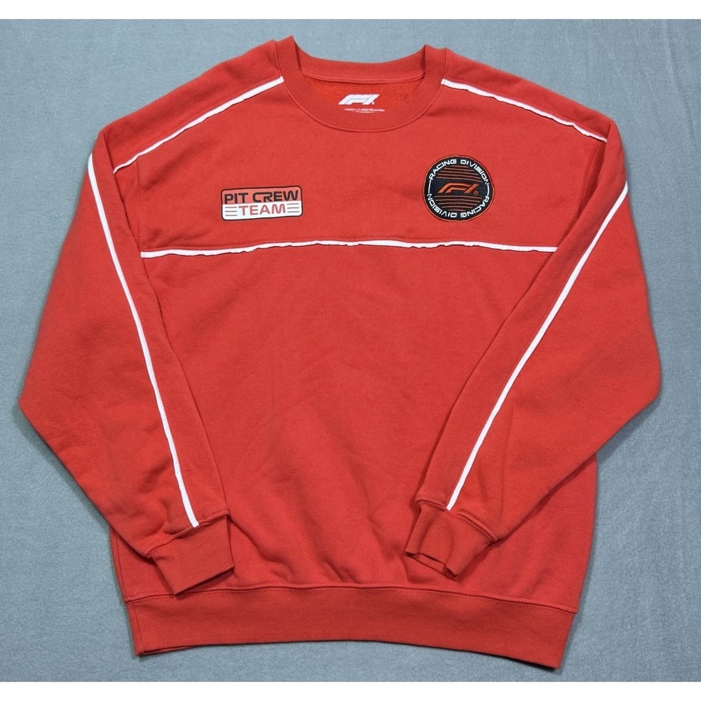 Formula 1 F1 Racing Division Pit Crew Team Crewneck Sweatshirt Mens L Red Modern